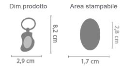 Portachiavi Ondulato in Metallo area di stampa da personalizzare del prodotto
