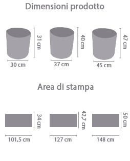Pouf cilindro con foto area di stampa da personalizzare del prodotto