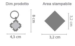 Portachiavi Rombo in Metallo area di stampa da personalizzare del prodotto