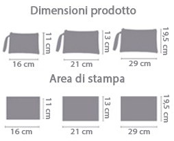 pochette personalizzata area di stampa da personalizzare del prodotto