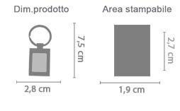 Portachiavi con Cornice Rettangolo area di stampa da personalizzare del prodotto