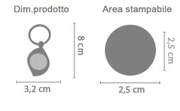 Portachiavi Foglia in Metallo area di stampa da personalizzare del prodotto