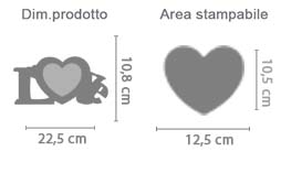 Cornice love intarsiata area di stampa da personalizzare del prodotto