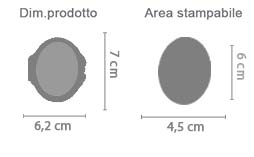 Specchietto Ovale da Borsetta area di stampa da personalizzare del prodotto