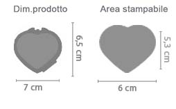 Specchietto a Cuore da Borsetta area di stampa da personalizzare del prodotto