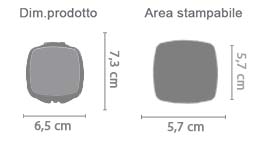 Specchietto Quadrato da Borsetta area di stampa da personalizzare del prodotto