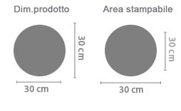 Crea Tagliere Rotondo in Vetro area di stampa da personalizzare del prodotto