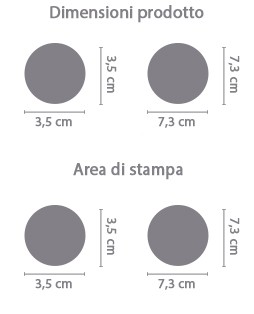 Adesivo tondo da personalizzare area di stampa da personalizzare del prodotto