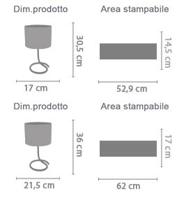 Lampada Sole Luna Rotonda area di stampa da personalizzare del prodotto