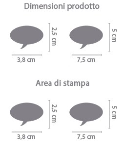 Adesivo a fumetto personalizzato area di stampa da personalizzare del prodotto