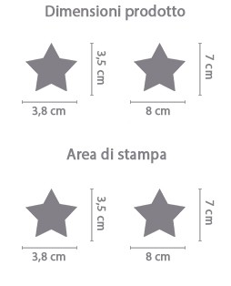 Adesivo a stella personalizzato area di stampa da personalizzare del prodotto