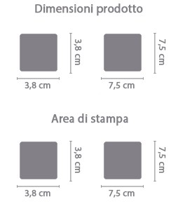 Adesivo quadrato da personalizzare area di stampa da personalizzare del prodotto