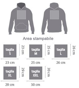 Felpa da personalizzare area di stampa da personalizzare del prodotto