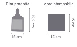 Crea Tagliere Quadrato in Legno area di stampa da personalizzare del prodotto