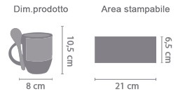 Crea Tazze con Cucchiaino area di stampa da personalizzare del prodotto