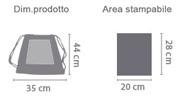 Crea Sacca Zaino area di stampa da personalizzare del prodotto