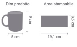 Tazza Personalizzata Fluo area di stampa da personalizzare del prodotto