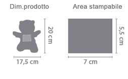 Peluche orso con foto area di stampa da personalizzare del prodotto