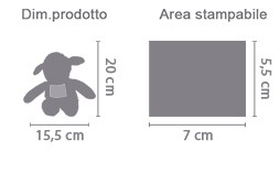 Peluche pecorella con foto area di stampa da personalizzare del prodotto