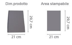 Quaderno con spirale A4 personalizzato area di stampa da personalizzare del prodotto