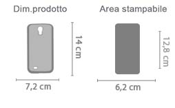 Cover Galaxy S4 in Silicone Personalizzata area di stampa da personalizzare del prodotto