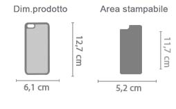 Stampa Cover Silicone iPhone 5C area di stampa da personalizzare del prodotto