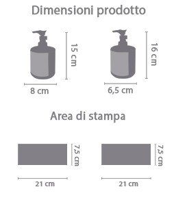 Dispenser Sapone con Foto area di stampa da personalizzare del prodotto