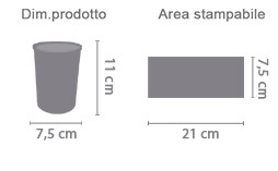 Portaspazzolini Personalizzato area di stampa da personalizzare del prodotto