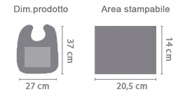 Bavaglino Personalizzato area di stampa da personalizzare del prodotto
