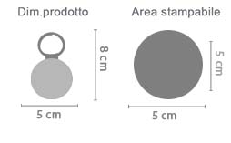 Portachiavi Rotondo in Pelle area di stampa da personalizzare del prodotto
