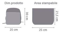 Crea zaino scuola area di stampa da personalizzare del prodotto