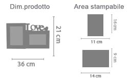 Cornice Scritta Love area di stampa da personalizzare del prodotto