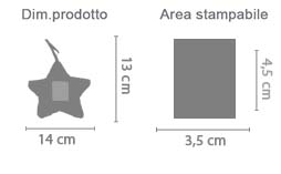 Decorazione Stella in Feltro area di stampa da personalizzare del prodotto