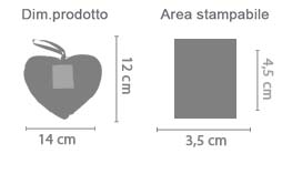 Decorazione in Feltro Cuore area di stampa da personalizzare del prodotto