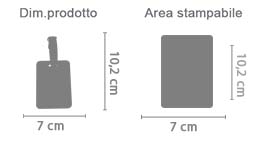 Stampa Etichetta Bagaglio in Pelle area di stampa da personalizzare del prodotto