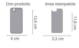 Crea cover iphone 5C personalizzate area di stampa da personalizzare del prodotto