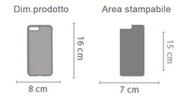 Stampa Cover in Silicone iPhone 7 Plus area di stampa da personalizzare del prodotto