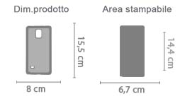 Stampa Cover Galaxy Note 4 Silicone area di stampa da personalizzare del prodotto