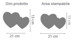 Cornice Foto Doppio Cuore Legno area di stampa da personalizzare del prodotto