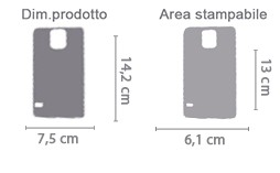 Crea Cover Samsung S5 area di stampa da personalizzare del prodotto