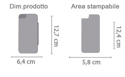 Crea Flip Cover Iphone 5 area di stampa da personalizzare del prodotto
