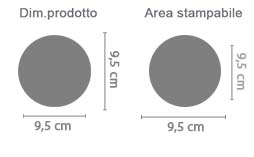 Crea Calamita Rotonda 9,5 cm area di stampa da personalizzare del prodotto