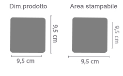 Crea Calamita Quadrata 9,5x9,5 cm area di stampa da personalizzare del prodotto
