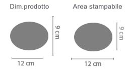 Crea Calamita Ovale 12x9 cm area di stampa da personalizzare del prodotto