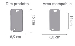 Crea Cover Samsumg Note 2 area di stampa da personalizzare del prodotto