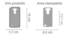 Crea Cover Lg G3 area di stampa da personalizzare del prodotto