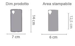 Crea cover Nexus 5 area di stampa da personalizzare del prodotto
