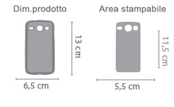 Cover Galaxy Core personalizzata area di stampa da personalizzare del prodotto