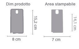 Cover Galaxy Note 3 area di stampa da personalizzare del prodotto