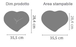 Crea Orologio Cuore Vetro 36x28 cm area di stampa da personalizzare del prodotto